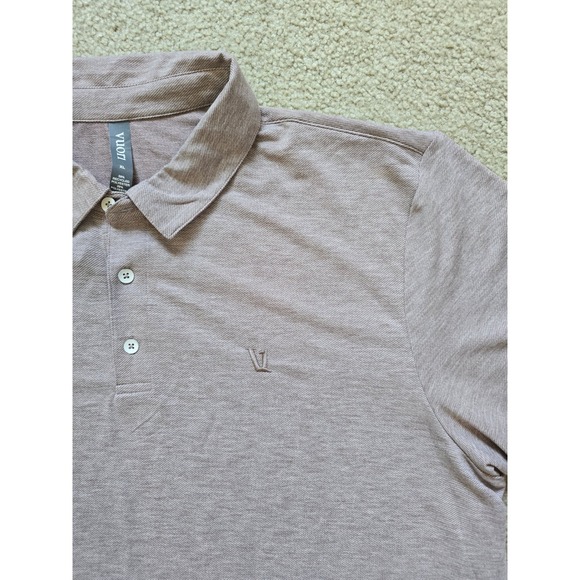 Vuori Men's Knit Twill Polo Heathered Performance Moisture Wicking Shirt Size XL - Picture 3 of 5